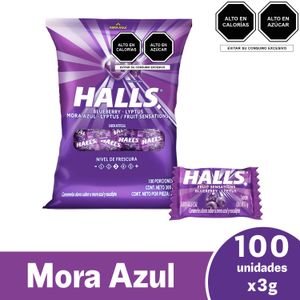 Halls Mora Azul Bolsa x 100 Unds