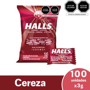 Halls Cherry Bolsa x 100 Unds