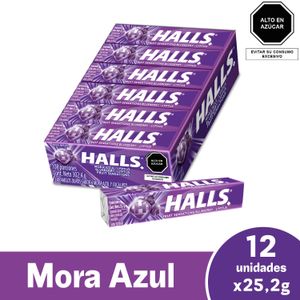 Halls Barra 9S Mora Azul Display x 12 Unds