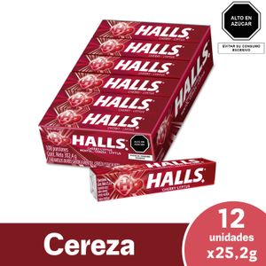 Halls Barra 9S Cherry Display x 12 Und